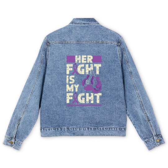 Her Fight My Fight Ribbon Epileptic Epilepsy Men's Denim Jackets