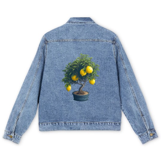 Lemon Bonsai Tree Men's Denim Jackets