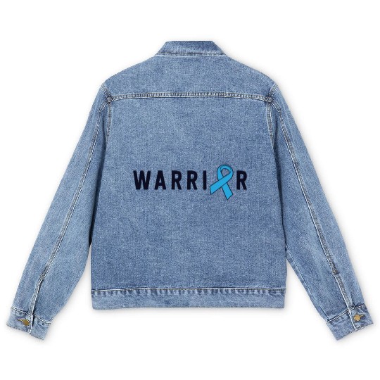 Prostate Cancer Warrior Light Blue Ribbon Dad Men's Denim Jackets