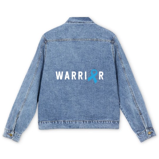 Prostate Cancer Warrior Light Blue Ribbon Dad Men's Denim Jackets