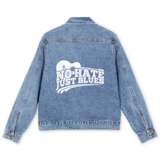 No hate just Blues Music Trumpet Men's Denim Jackets