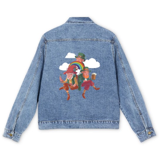 Three Leprechauns - St Patricks Day Irish Men's Denim Jackets