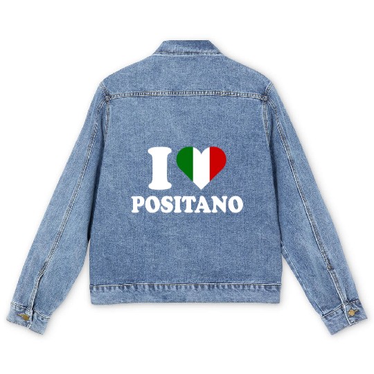 I Love Positano Italy Travel Heart Amalfi Coast Men's Denim Jackets