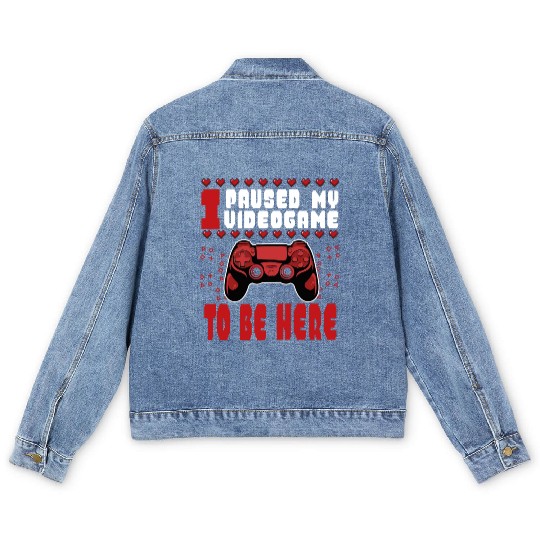 I Paused My Game To Be Here Mens Kids Boys Men's Denim Jackets