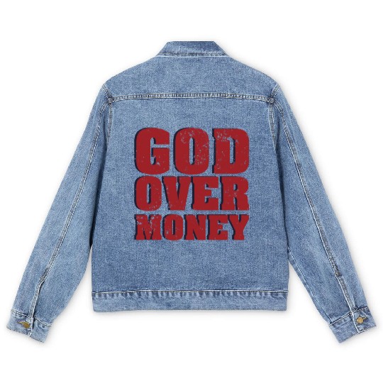 God Over Money Men's Denim Jackets