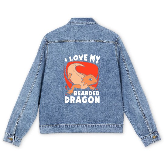 I Love My Bearded Dragon Animal Lover Reptile Pet Men's Denim Jackets
