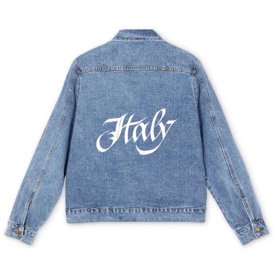 Italy Calligraphy Graffiti Handstyle Hip Hop Urban Men's Denim Jackets