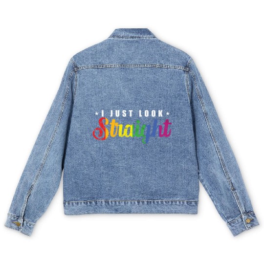 I just look straight LGBT Rainbow Pride Men's Denim Jackets
