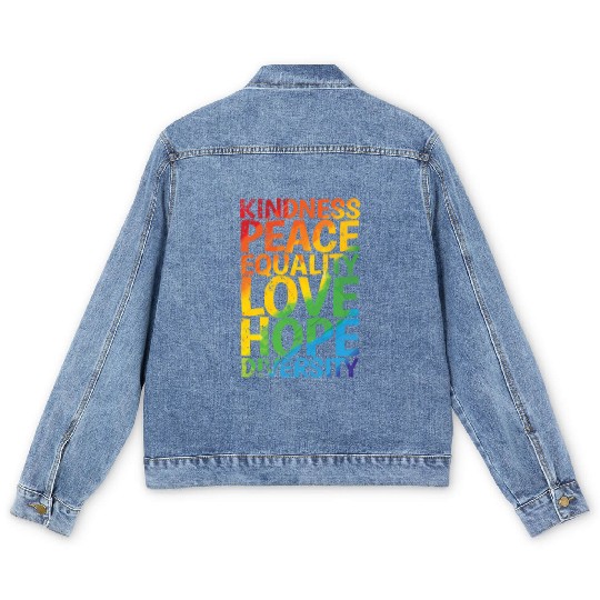Kindness Peace Equality Love Hope Diversity LGBT Men's Denim Jackets