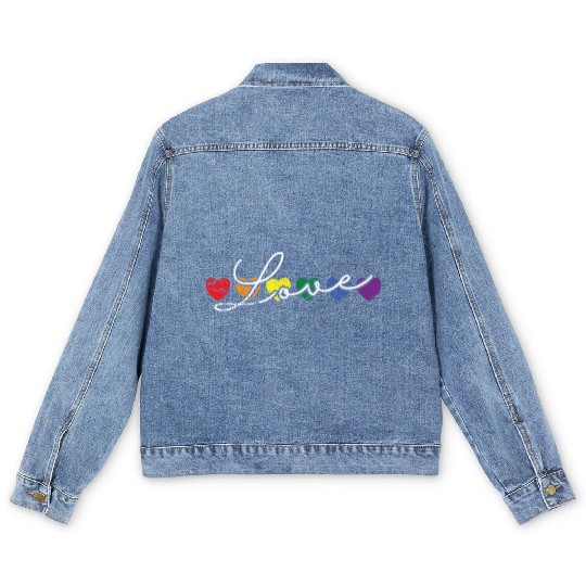 Love colorful LGBT Rainbow Tolerance Men's Denim Jackets
