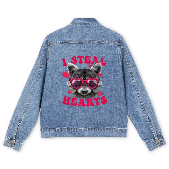Valentine Raccoon Trash Panda I Heart Raccoons Men's Denim Jackets