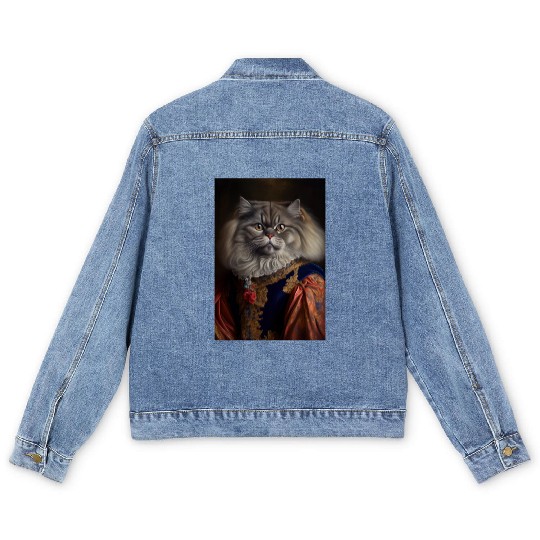 British Longhair King Cat Breed Portrait Royal Ren Men's Denim Jackets