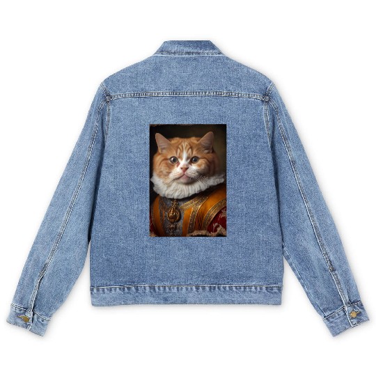 Munchkin Cat Breed Portrait Royal Renaissance Anim Men's Denim Jackets