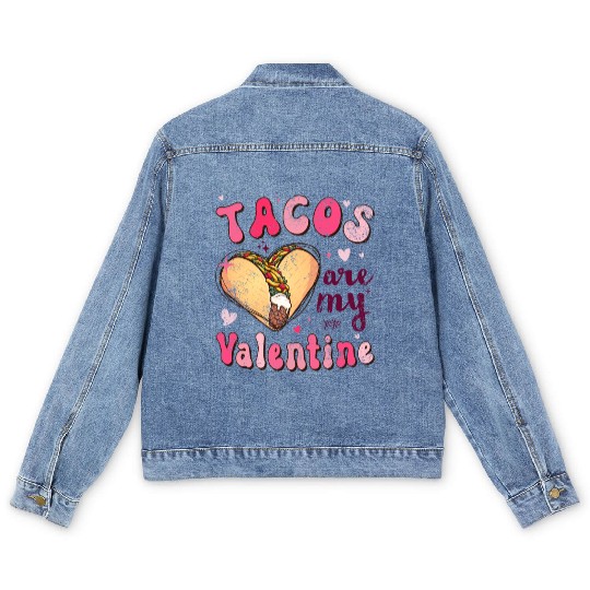 Groovy Tacos Are My Valentine Men's Denim Jackets