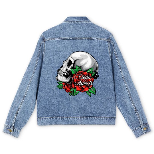 CA SKULL AND ROSES Men's Denim Jackets