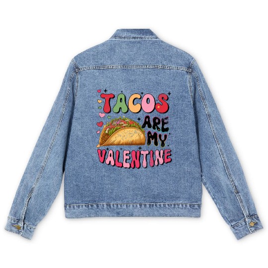 Groovy Taco I Love Tacos Are My Valentine Taco Men's Denim Jackets