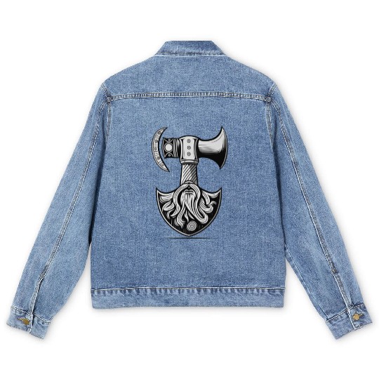 Odin Viking Ax Axe Valhalla Norman Norse Men's Denim Jackets