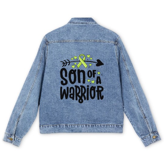 Son Of A Warrior Lymphoma Cancer Awareness Family Men's Denim Jackets