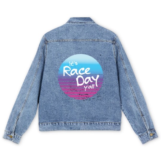 Its Race Day Y'all Retro Motorsports Racing Quote Men's Denim Jackets