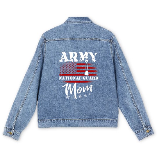 Proud Army National Guard Mom US Flag Tees US Mili Men's Denim Jackets