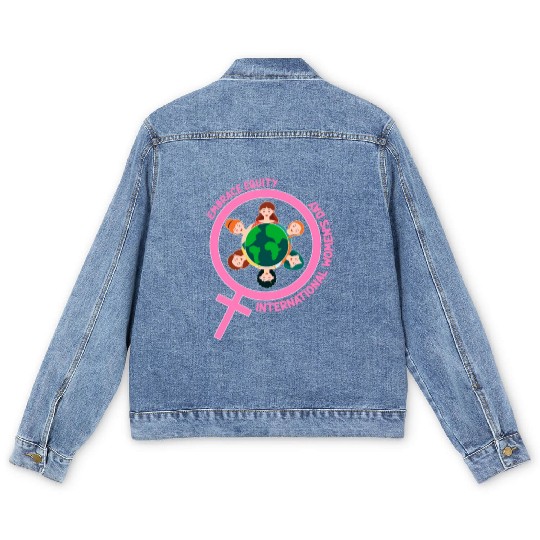 Happy International Women's Day Embrace Equity Men's Denim Jackets