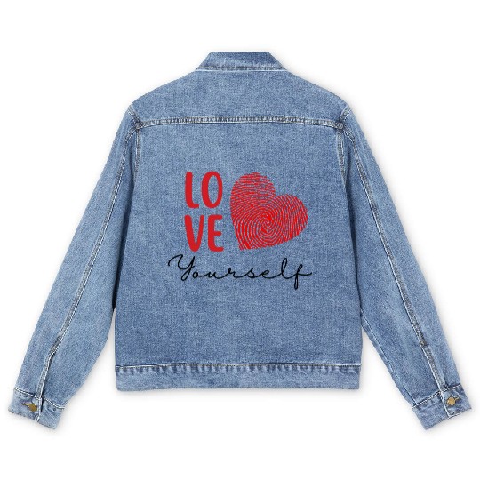 Love Yourself -Red Heart Men's Denim Jackets