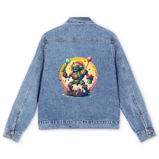 Inca,Maya robot warrior Men's Denim Jackets