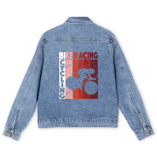 Bike Racing Cycling Bicycle Retro Cyclist Men's Denim Jackets