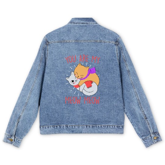 Cat love My cat is my valentine Valentine's Day Men's Denim Jackets