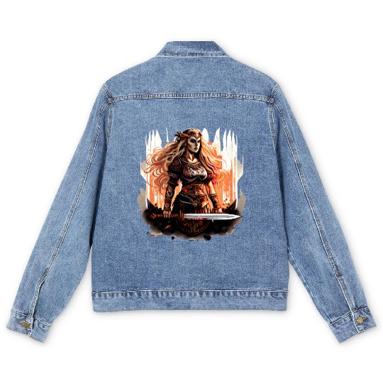 Shield-maiden or Shieldmaiden Amazon Men's Denim Jackets