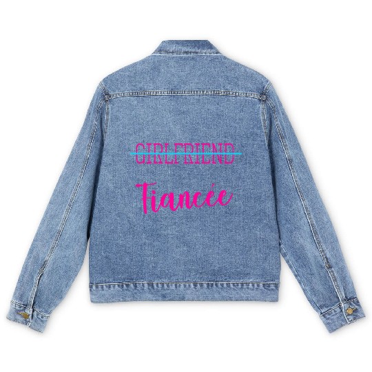 Girlfriend Fiancee Couple Engagement Engaged Men's Denim Jackets