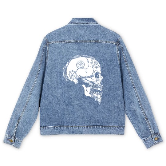 Viking Skull Tattoo Runes Halloween Cool Men's Denim Jackets