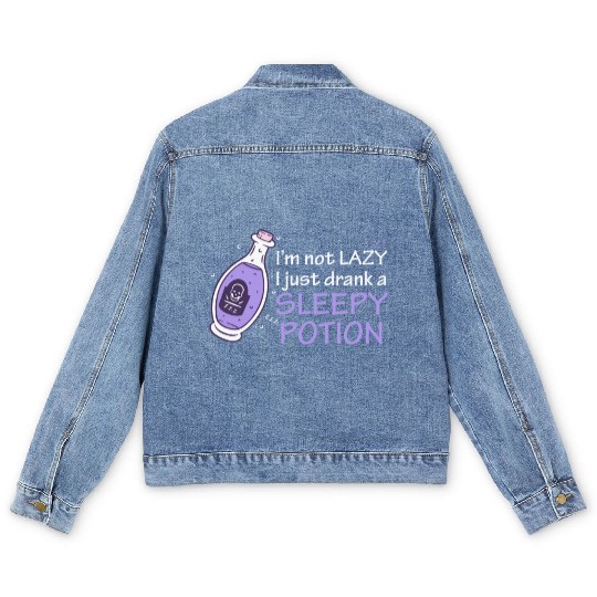 Funny Witch Procrastinating Sleep Potion Pagan Wit Men's Denim Jackets