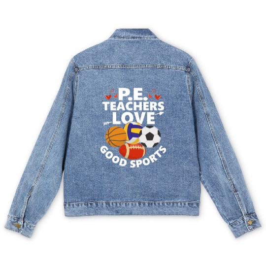 P.E. Teachers Love Good Sports Physical Education Men's Denim Jackets