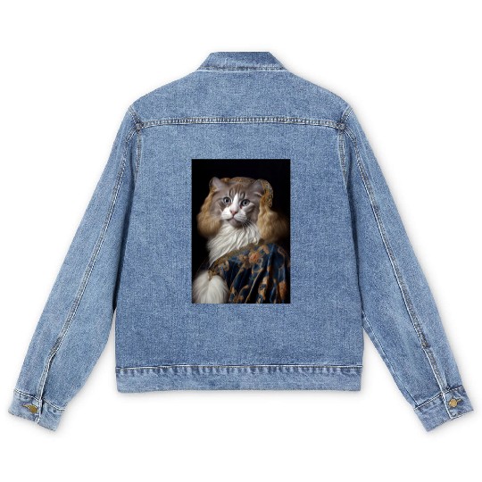 American Curl Princess Cat Breed Portrait Royal Re Men's Denim Jackets