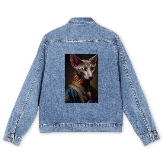 Oriental Shorthair King Cat Breed Portrait Royal R Men's Denim Jackets