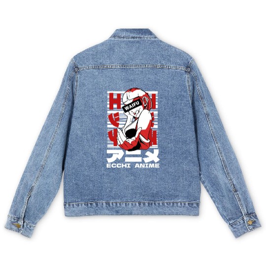 Japanese Ecchi Anime Aesthetic Waifu Manga Girl Men's Denim Jackets
