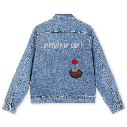 POWER UP! Unisex GYM and Gaming design Men's Denim Jackets