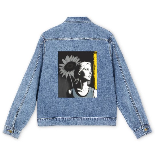 Art Painting Lover Sunflower Girl Art Painting Men's Denim Jackets