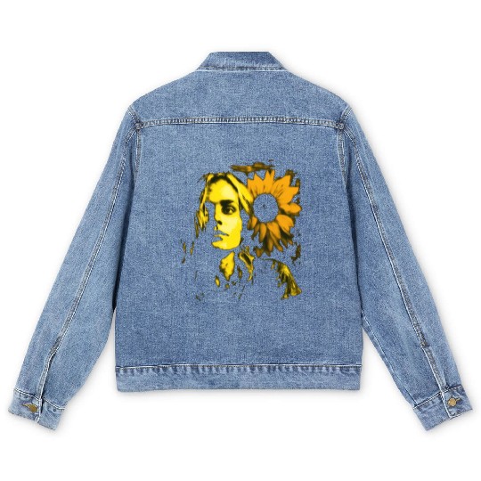Art Painting Lover Sunflower Girl Art Painting Men's Denim Jackets