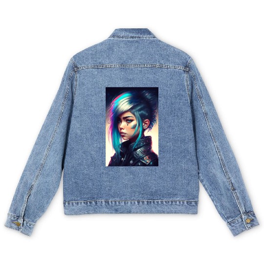 Tokyo Nightclub Punk Girl Men's Denim Jackets