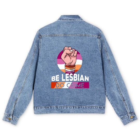 Lesbian LGBT Pride Lesbian Rainbow Flag Men's Denim Jackets