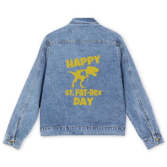 Happy St Pat Trex Day Dino St Patricks Day Toddler Men's Denim Jackets