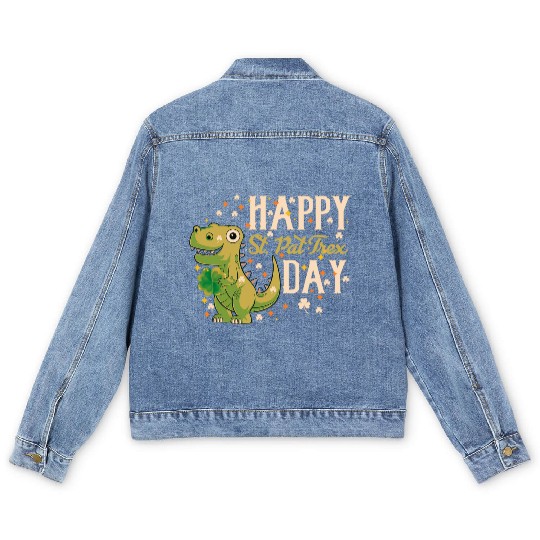 Irish Trex Dino St Patricks Day Kids Toddler Boys Men's Denim Jackets