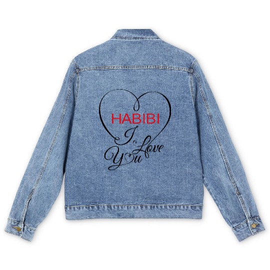 habibi i love you Men's Denim Jackets
