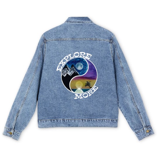 Explore more mountains & oceans wanderlust guided Men's Denim Jackets