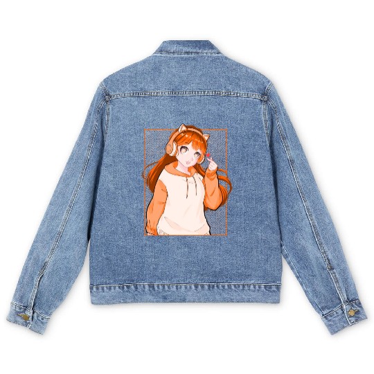 Cute Anime Kpop Girl South Korean Finger Heart Men's Denim Jackets