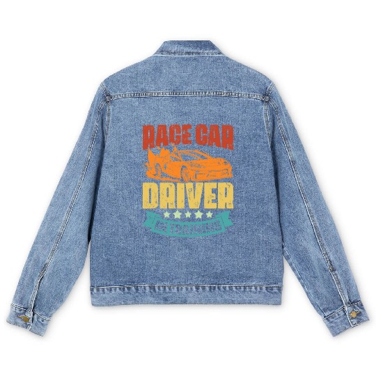 Vintage Race Car Driver In Training An Automotive Men's Denim Jackets