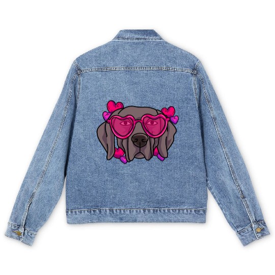 I Love My Weimaraner Men's Denim Jackets