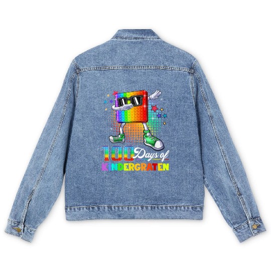 100 Days Of Kindergarten School Teacher Men's Denim Jackets